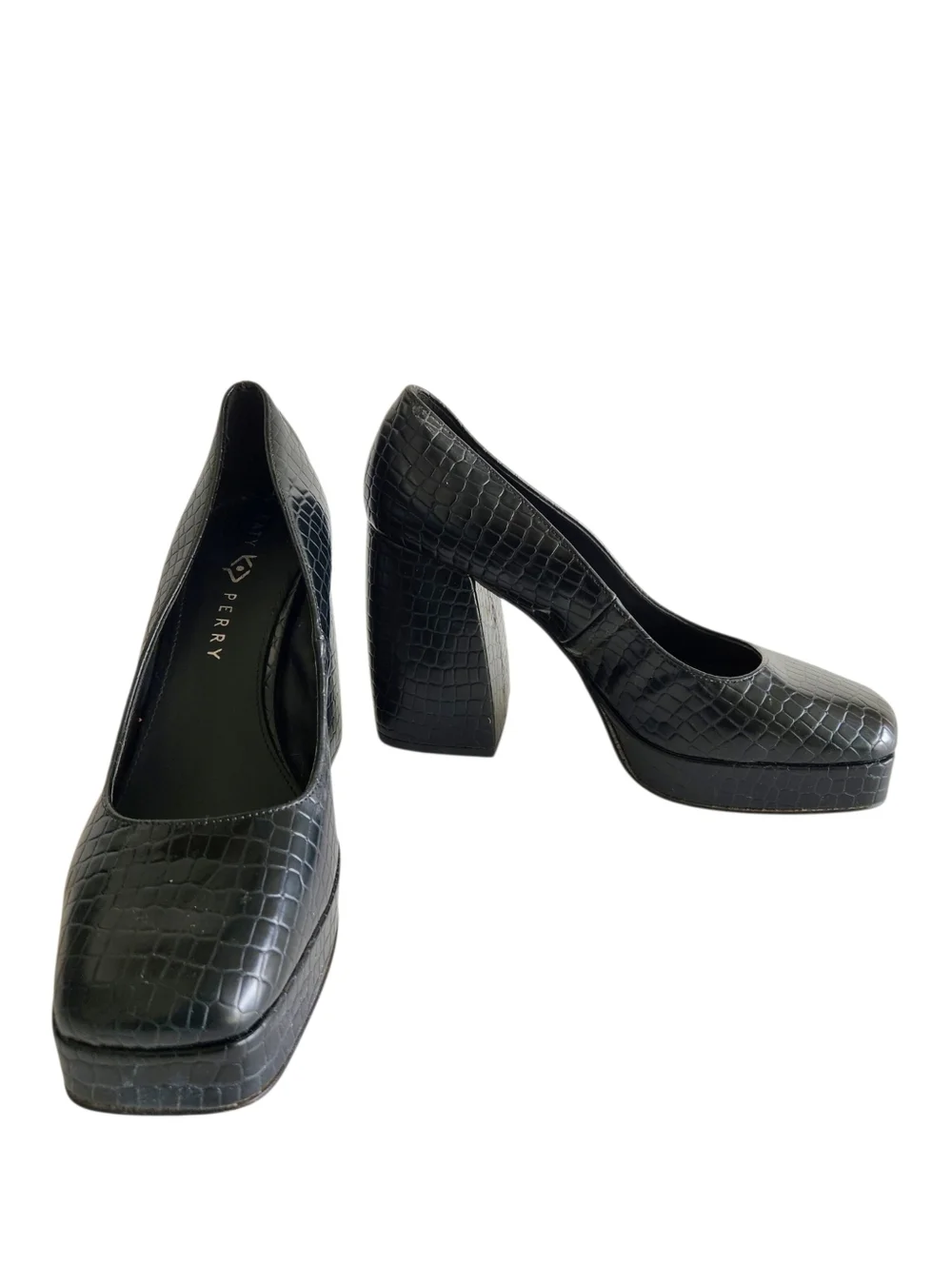 Katy Perry The Uplift Platform Pump Black Block Heel Square Toe  Size 10